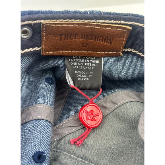 True Religion Blue Paisley Denim Hat Adjustable Strapback Hat - Picture 6 of 7